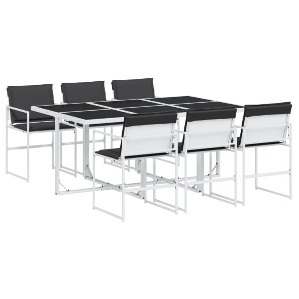 Set mobilier de grădină, 7 piese, cu perne, alb, textilenă