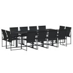 Set mobilier de grădină, 13 piese, negru, textilenă