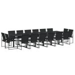 Set mobilier de grădină, 17 piese, negru, textilenă