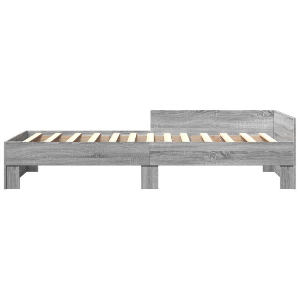 Cadru de pat, gri sonoma, 100×200 cm, lemn prelucrat