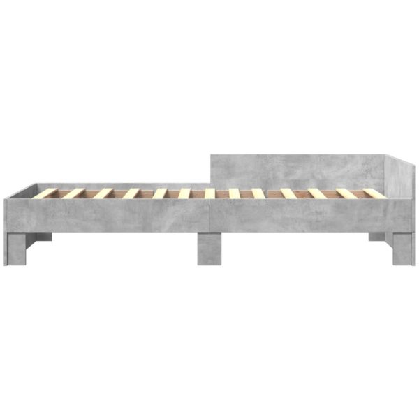 Cadru de pat, gri beton, 90×200 cm, lemn prelucrat