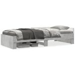 Cadru de pat, gri beton, 90×190 cm, lemn prelucrat
