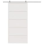 Ușă de hambar, alb, 100×208 cm, lemn masiv de pin