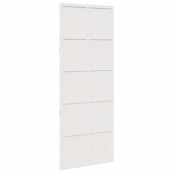 Ușă de hambar, alb, 80×208 cm, lemn masiv de pin