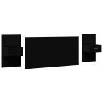 Tăblie de pat cu dulapuri, negru, 160 cm, lemn prelucrat