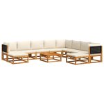 Set canapele grădină cu perne, 11 piese, lemn masiv acacia