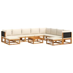 Set canapele grădină cu perne, 11 piese, lemn masiv acacia