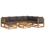 Set de canapele de grădină cu perne, 8 piese, lemn masiv acacia