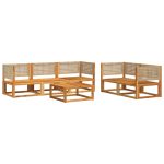 Set de canapele grădină cu perne, 6 piese, lemn masiv acacia