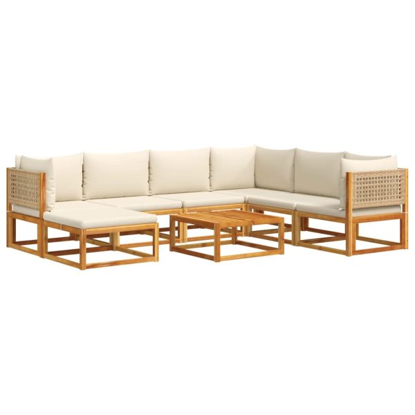 Set de canapele de grădină cu perne, 8 piese, lemn masiv acacia