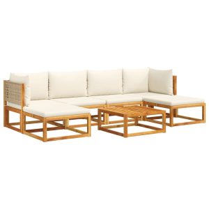 Set canapele grădină cu perne, 7 piese, lemn masiv acacia