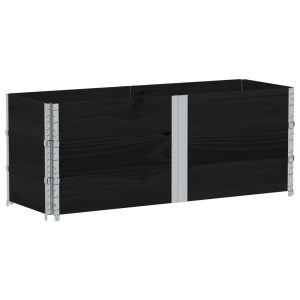 Jardinieră de grădină, negru, 150×50 cm, lemn masiv pin