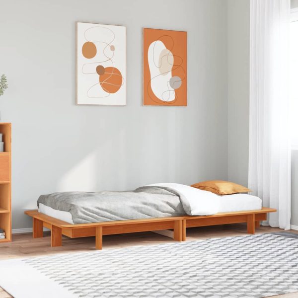 Pat de zi fără saltea, maro ceruit, 90×200 cm, lemn masiv pin