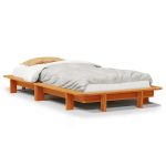 Cadru pat fără saltea, maro ceruit, 75×190 cm, lemn masiv pin