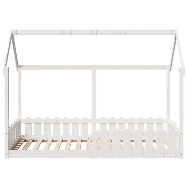 Cadru pat tip casă pentru copii alb 90×200 cm lemn masiv de pin