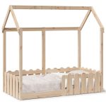 Cadru pat tip casă pentru copii, 70×140 cm, lemn masiv de pin