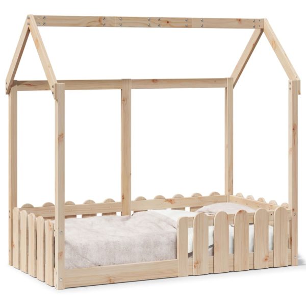 Cadru pat tip casă pentru copii, 70×140 cm, lemn masiv de pin