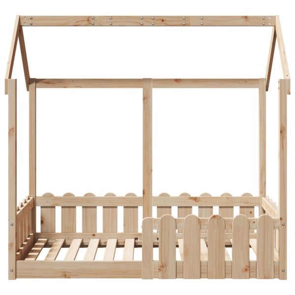 Cadru pat tip casă pentru copii, 70×140 cm, lemn masiv de pin