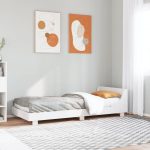 Cadru pat fără saltea, alb, 100×200 cm, lemn masiv pin