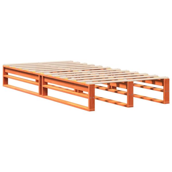 Cadru pat fără saltea, maro ceruit, 100×200 cm, lemn masiv pin