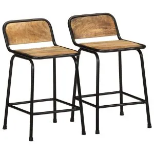 Scaune de bar 2 buc 46×35,5×70 cm Lemn masiv Mango brut