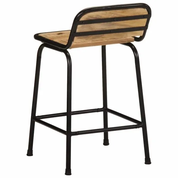 Scaune de bar 2 buc 46×35,5×70 cm Lemn masiv Mango brut