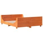 Cadru pat fără saltea, maro ceruit, 135×190 cm, lemn masiv pin