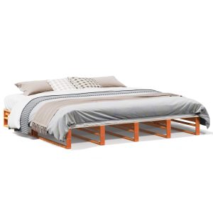 Cadru de pat fără saltea, maro ceruit 180×200 cm lemn masiv pin