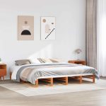Cadru de pat fără saltea, maro ceruit 180×200 cm lemn masiv pin