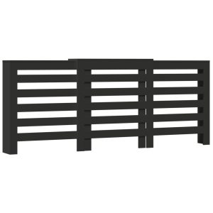 Mască pentru calorifer, negru, 205×21,5×83,5 cm, lemn prelucrat