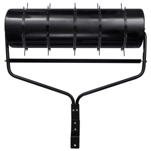 Tăvălug gazon de grădină, cleme de aerisire, negru, 63 L, fier