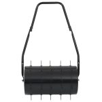 Tăvălug gazon de grădină cleme de aerisire negru 42 L fier/oțel