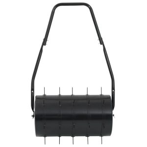 Tăvălug gazon de grădină cleme de aerisire negru 42 L fier/oțel