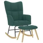 Scaun balansoar cu taburet, verde închis, textil