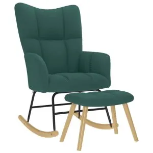 Scaun balansoar cu taburet, verde închis, textil