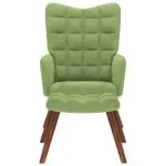 Scaun de relaxare cu taburet, verde deschis, catifea