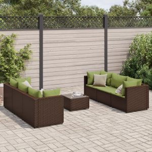 Set mobilier de grădină cu perne, 7 piese, maro, poliratan
