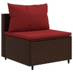 Set mobilier de grădină cu perne, 7 piese, maro, poliratan