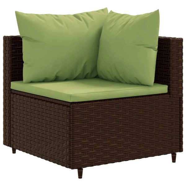 Set mobilier de grădină cu perne, 9 piese, maro, poliratan