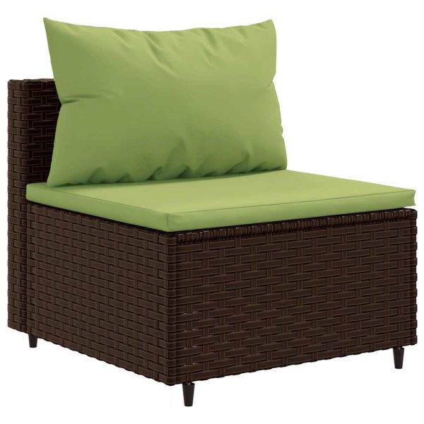 Set mobilier de grădină cu perne, 9 piese, maro, poliratan