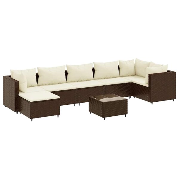 Set mobilier de grădină cu perne, 8 piese, maro, poliratan