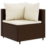 Set mobilier de grădină cu perne, 10 piese, maro, poliratan