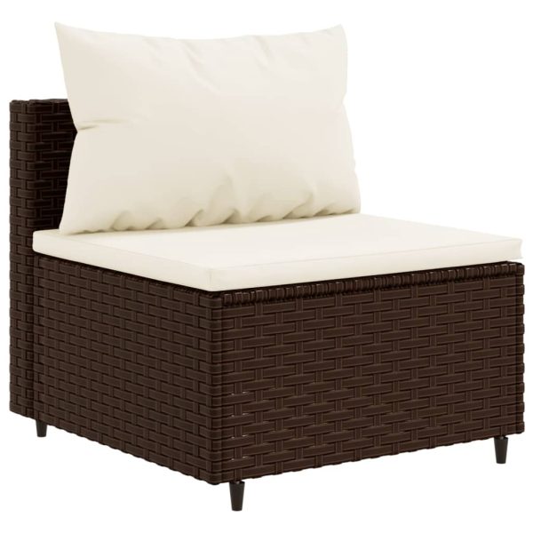 Set mobilier de grădină cu perne, 10 piese, maro, poliratan