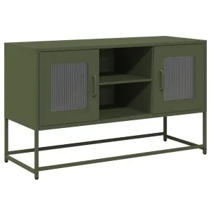 Dulap TV, verde măsliniu, 100,5x39x60,5 cm, oțel