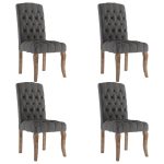 Scaune de bucătărie, 4 buc., gri, textil cu aspect de pânză