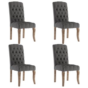 Scaune de bucătărie, 4 buc., gri, textil cu aspect de pânză