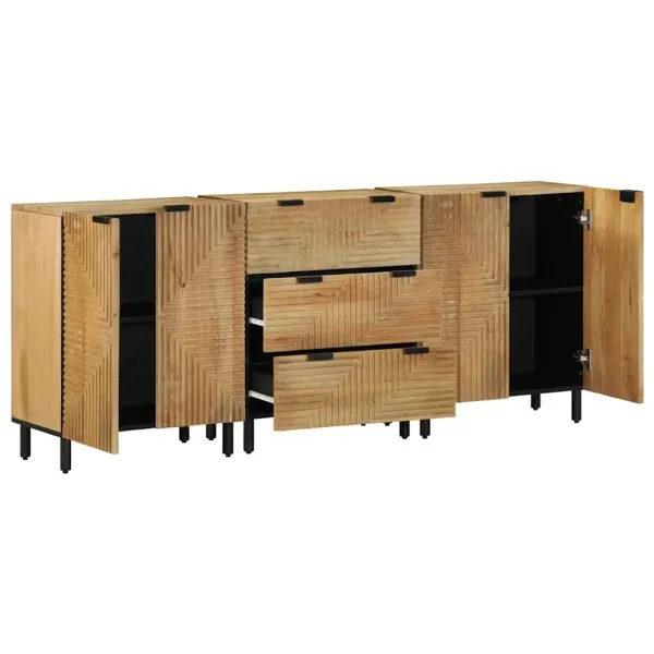 Bufete 3 buc maro 60x33x75 cm lemn masiv de mango