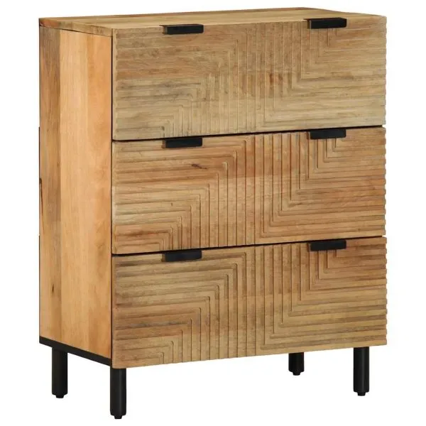 Bufete 3 buc maro 60x33x75 cm lemn masiv de mango