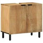 Set de mobilier de baie 3 piese maro din lemn masiv de mango