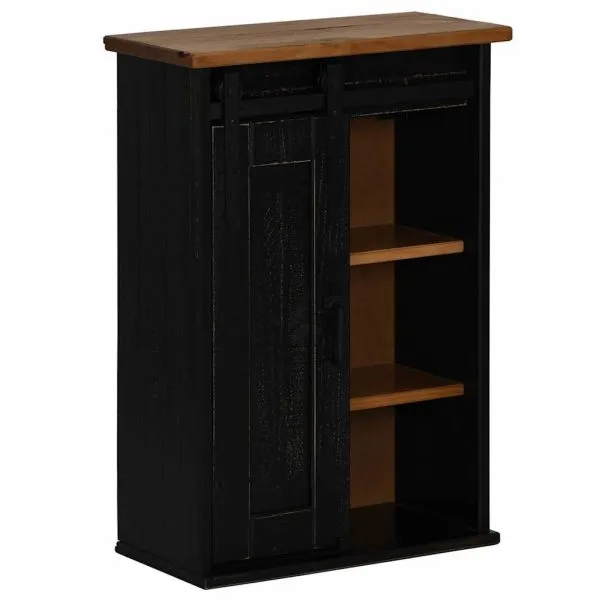 Dulap suspendat HALDEN cu ușă glisantă negru 49×22,5×70 cm pin
